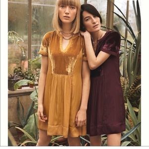 Maeve Anthropologie Velvet Mixed Media Tunic Flowy Mini Dress